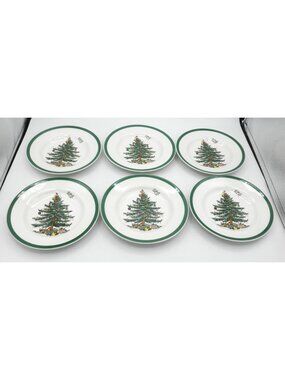 Christmas Tree by Spode 6-1/2 Inch Bread Plates Set of 6 Pattern: SP CHT England